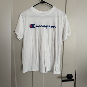 Champion Kids White Tee with Blue Logo